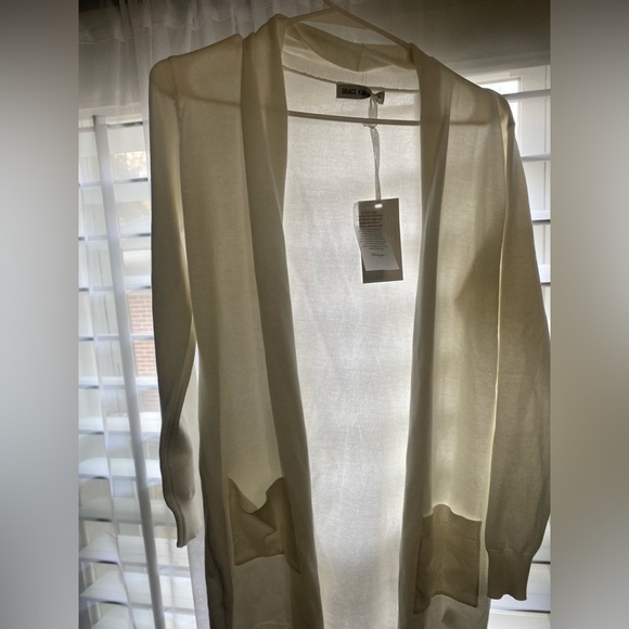 Grace Karin beige/white open front cardigan - Picture 4 of 4